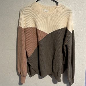 Cream brown and green sweater